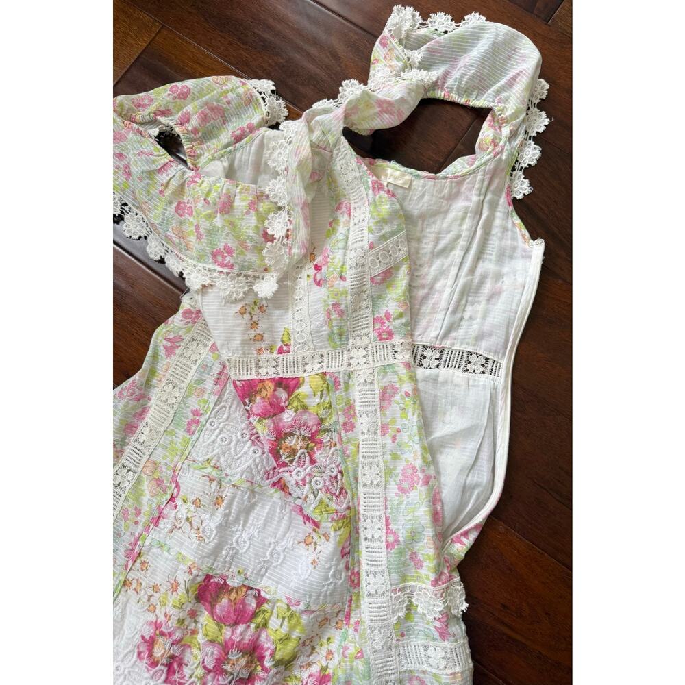LoveShackFancy Faustine Floral Midi Dress size 4 Embroidered Pink *FLAWED* - Picture 10 of 16